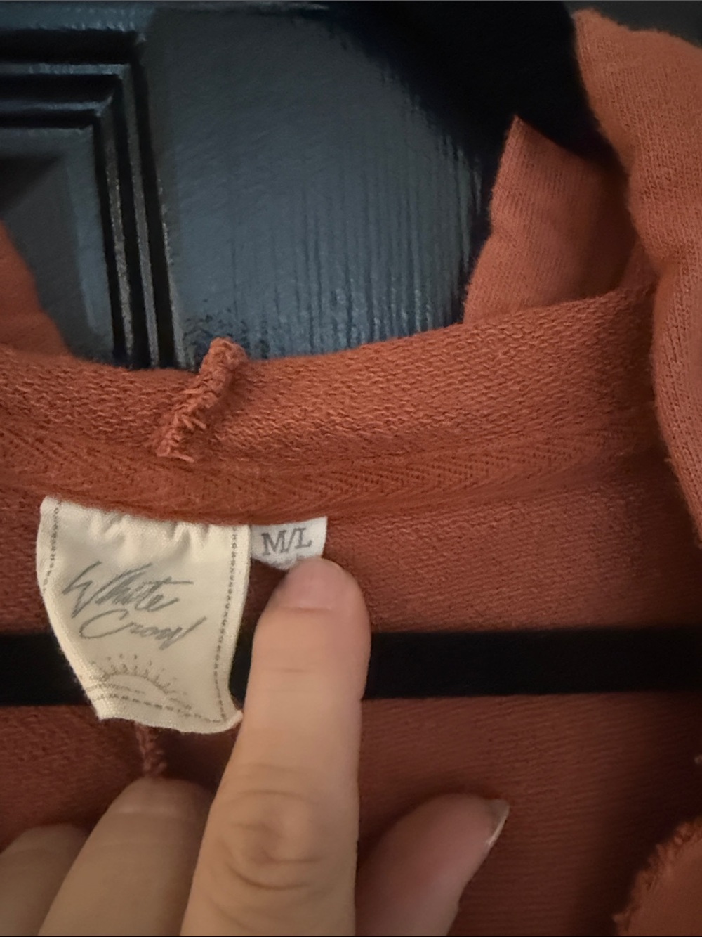 Burnt Orange Hooded Pullover Poncho with Front Pocket - Picture 3 of 5